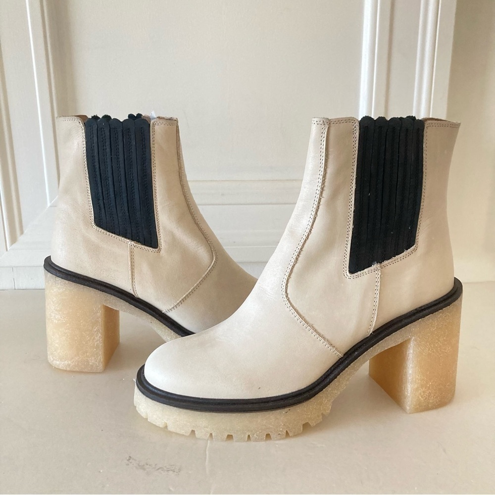 Free People Cream and Black Ankle Boots